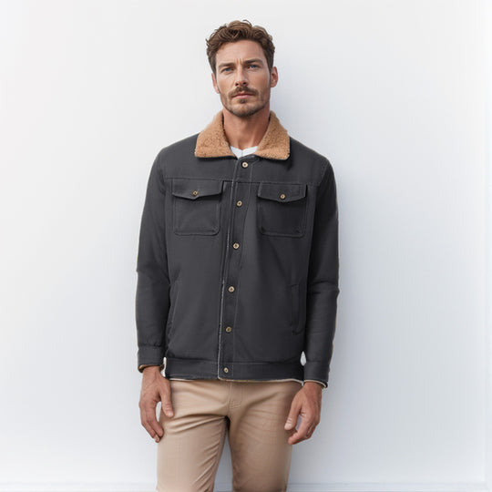 Herren Workwear-Jacke mit Teddykragen und Druckknopfleiste Shop Nory