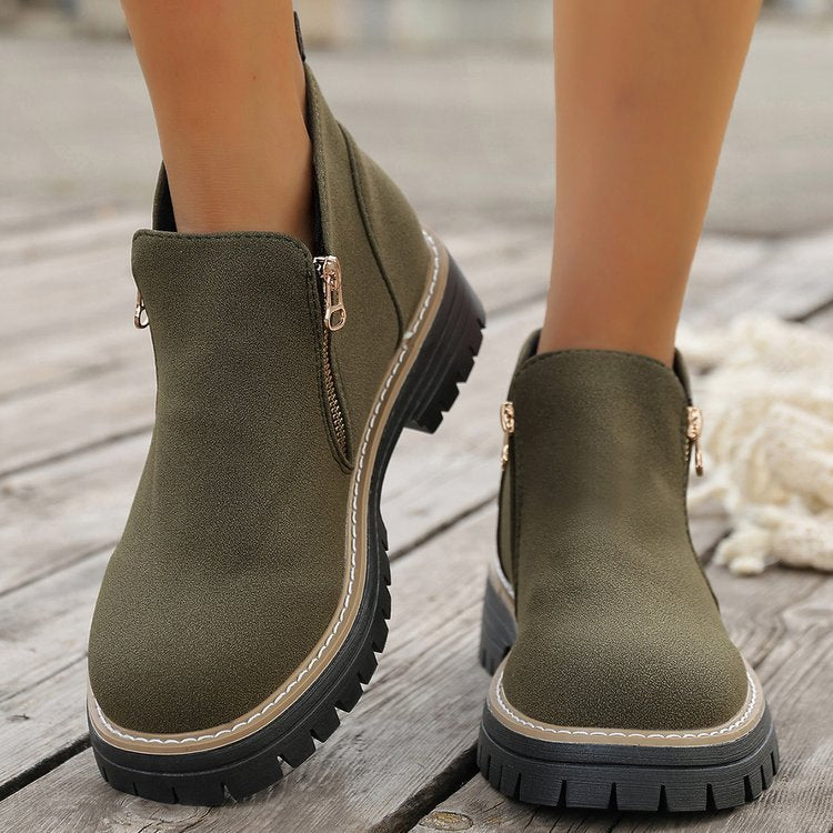 Damen Ankle-Boots mit grober Profilsohle und seitlichem Reißverschluss Shop Nory