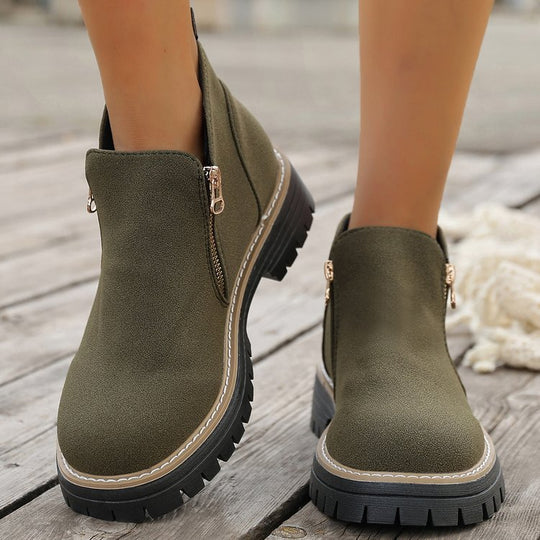 Damen Ankle-Boots mit grober Profilsohle und seitlichem Reißverschluss Shop Nory