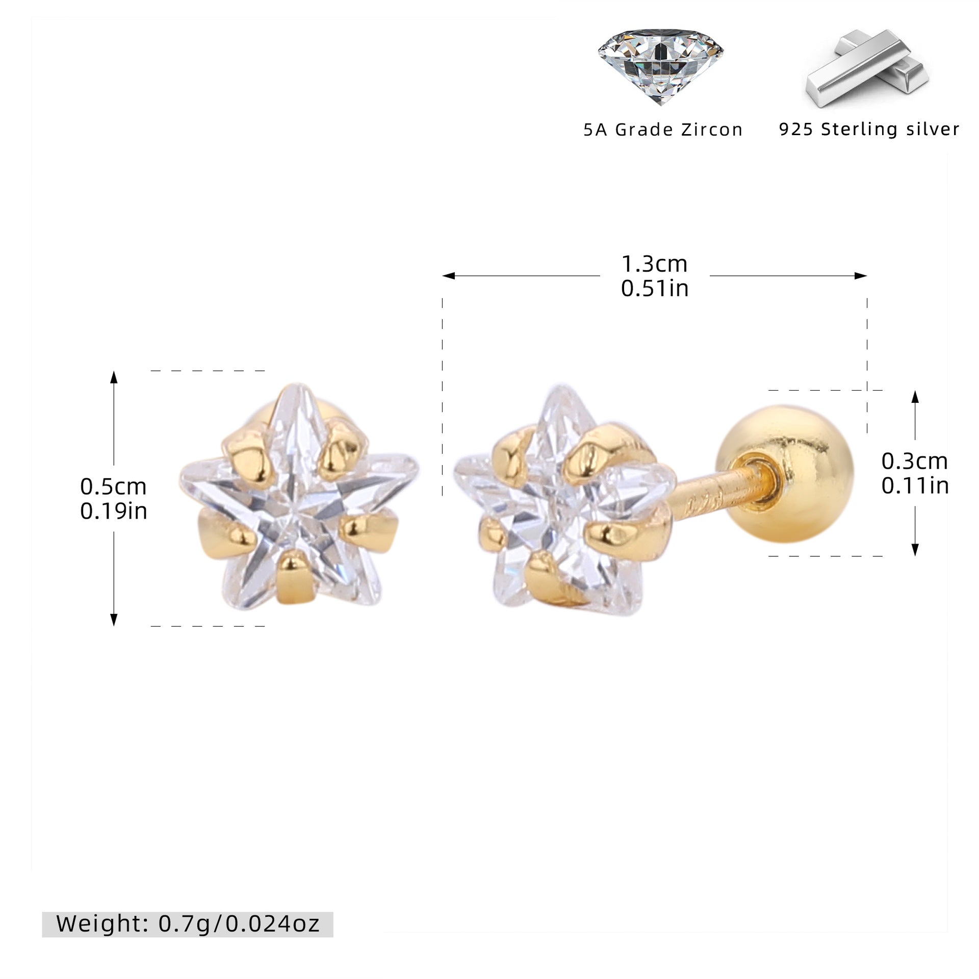 Damen Ohrstecker mit funkelndem Zirkon und hochwertiger 925er Sterling Silberfassung Shop Nory