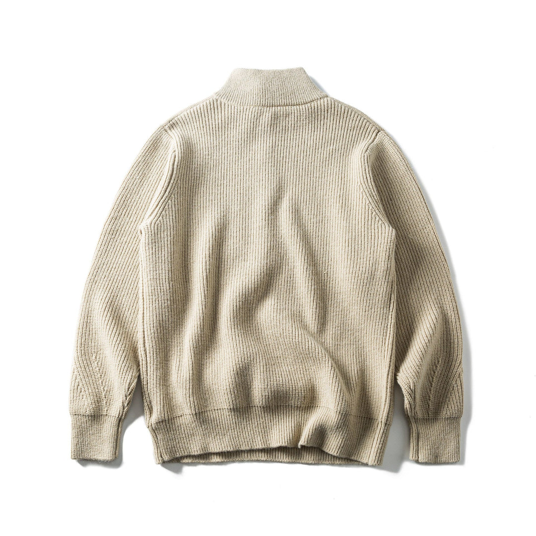 Herren Grobstrick Half‑Zip Pullover mit Stehkragen und Brusttasche Shop Nory