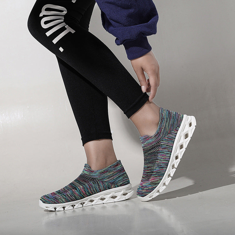 Unisex Leichter Slip-On Strick-Freizeitschuh mit wabenförmiger Hohlkammer-Sohle Shopy Nory