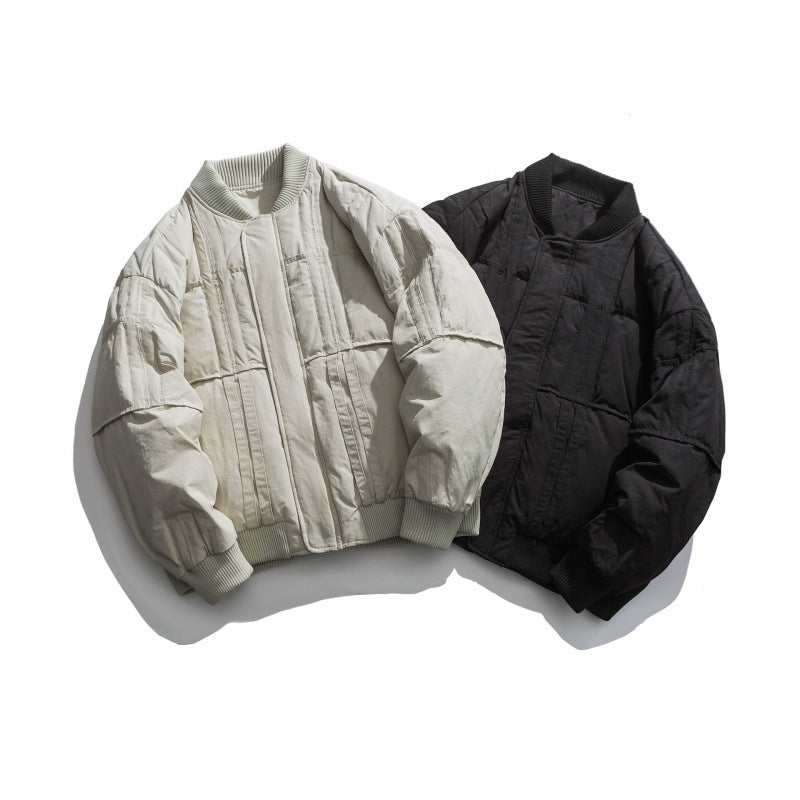Unisex Boxy wattierte Bomberjacke mit Rippenbündchen und kastiger Silhouette Shop Nory