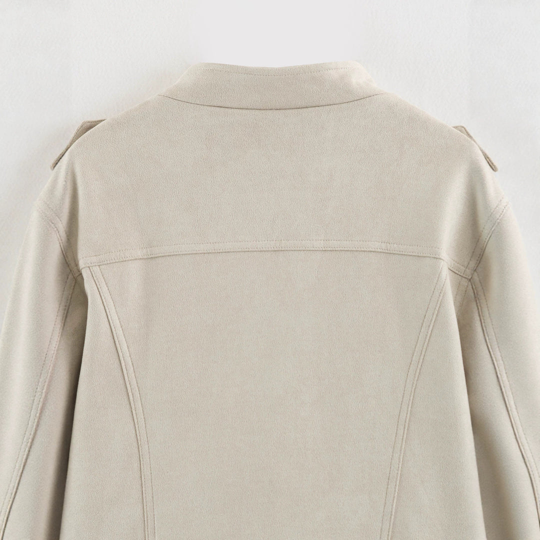 Damen Kurze Military-Jacke mit Zierknopfleiste und Stehkragen Shop Nory