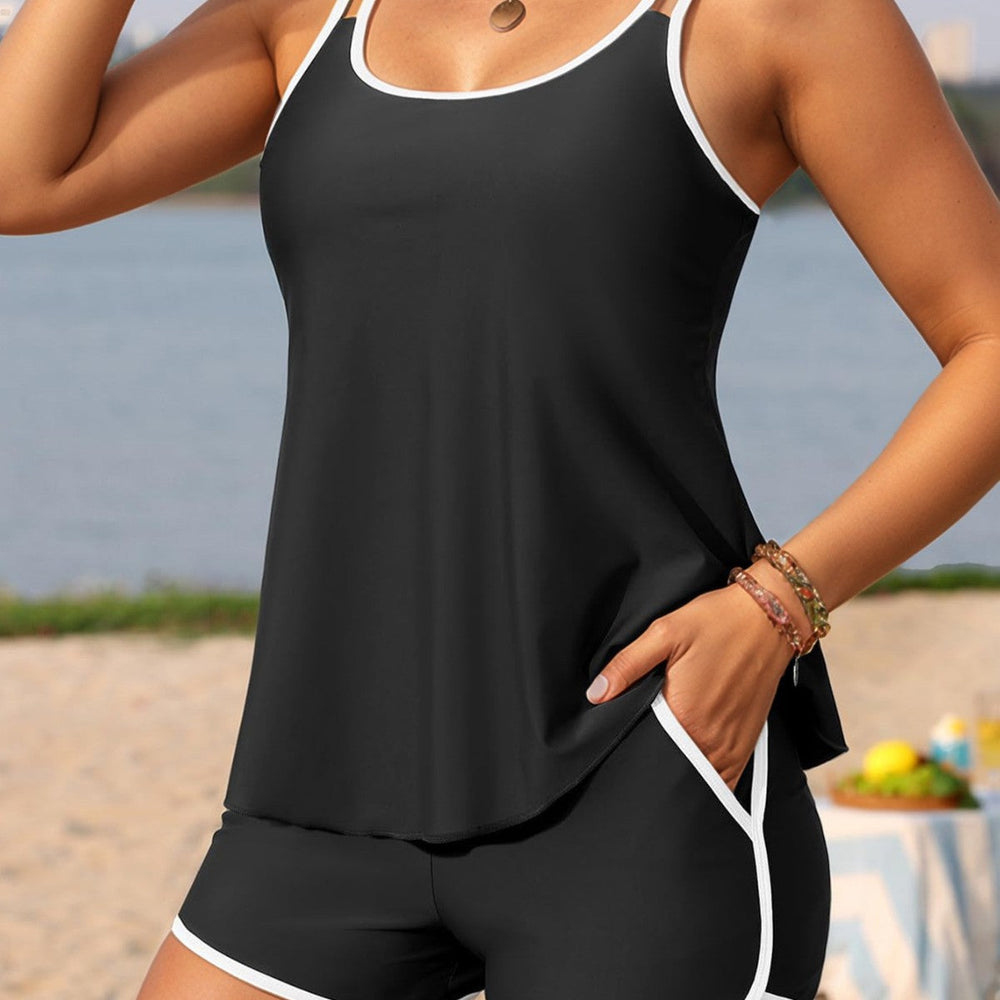 Damen Sport-Badeanzug-Set mit lässigem Oberteil und Shorts Shopnory