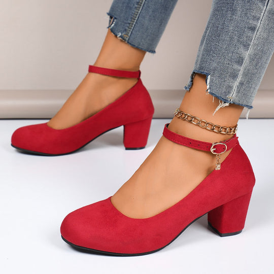 Damen Blockabsatz-Pumps mit verstellbarem Riemen und elegantem Stil