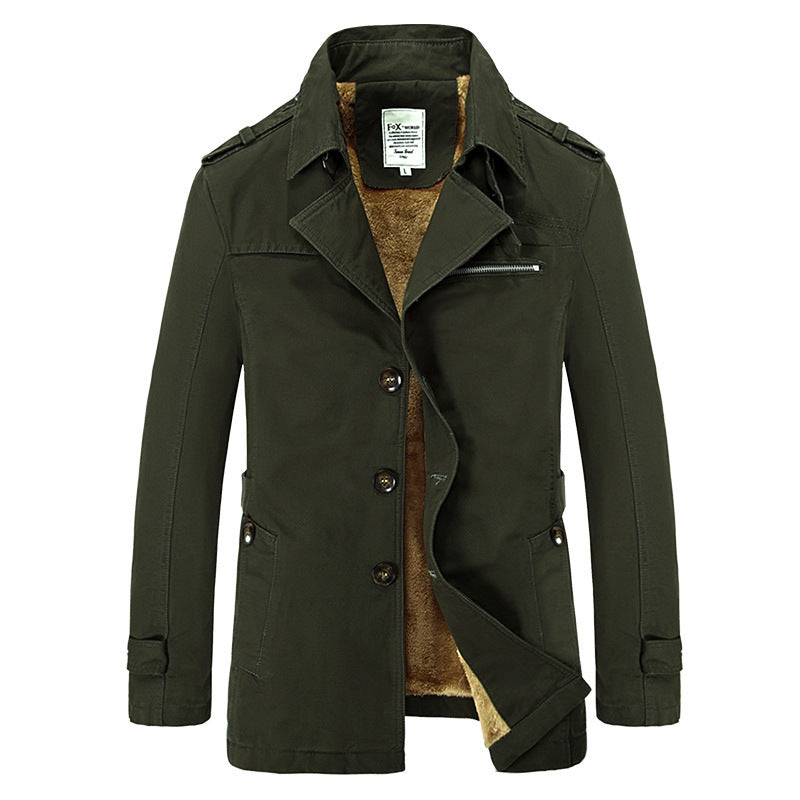 Herren militärisch inspirierter Kurzmantel mit Teddyfleece‑Innenlage und Reißverschluss‑Brusttasche Shop Nory