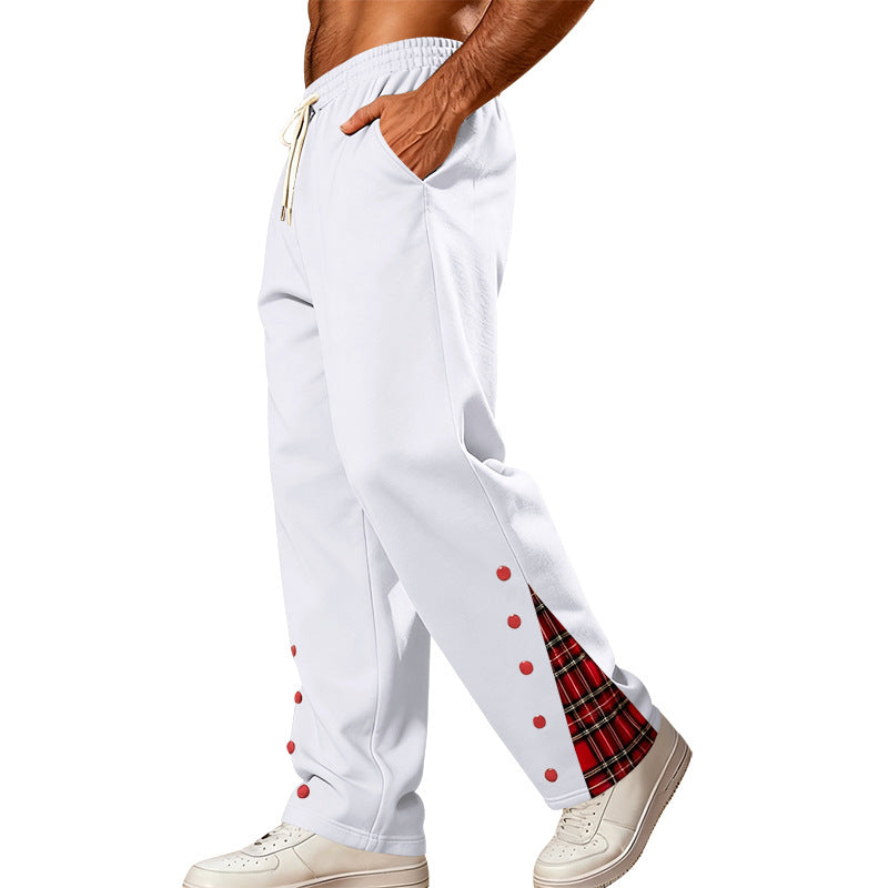 Herren Lockere Jogginghose mit Karo‑Einsatz und Druckknopf‑Details Shop Nory