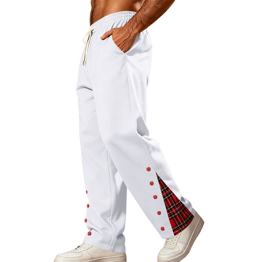 Herren Lockere Jogginghose mit Karo‑Einsatz und Druckknopf‑Details Shop Nory