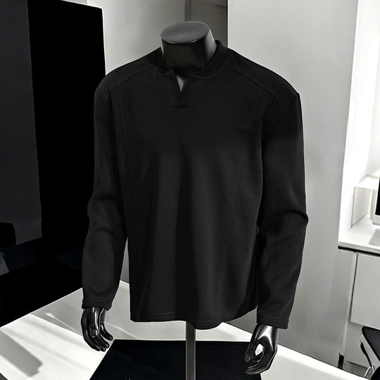 Herren Oversize-Langarmshirt mit V-Notch-Kragen, minimalistischer Schnitt und weichem Baumwollmix Shop Nory