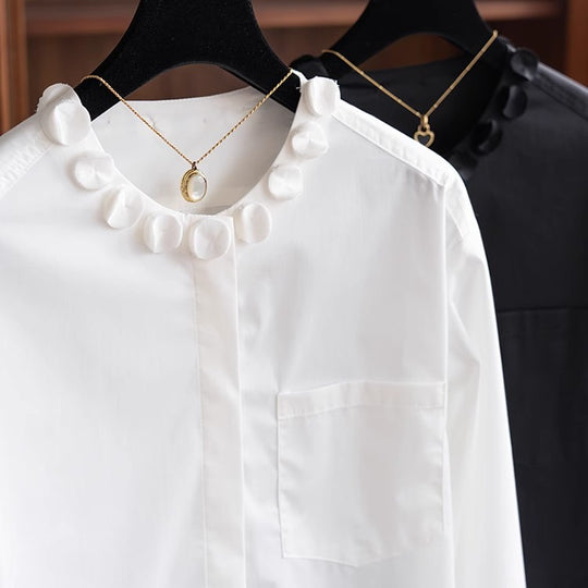 Damen Elegante Bluse mit dekorativem Kragen Shop Nory