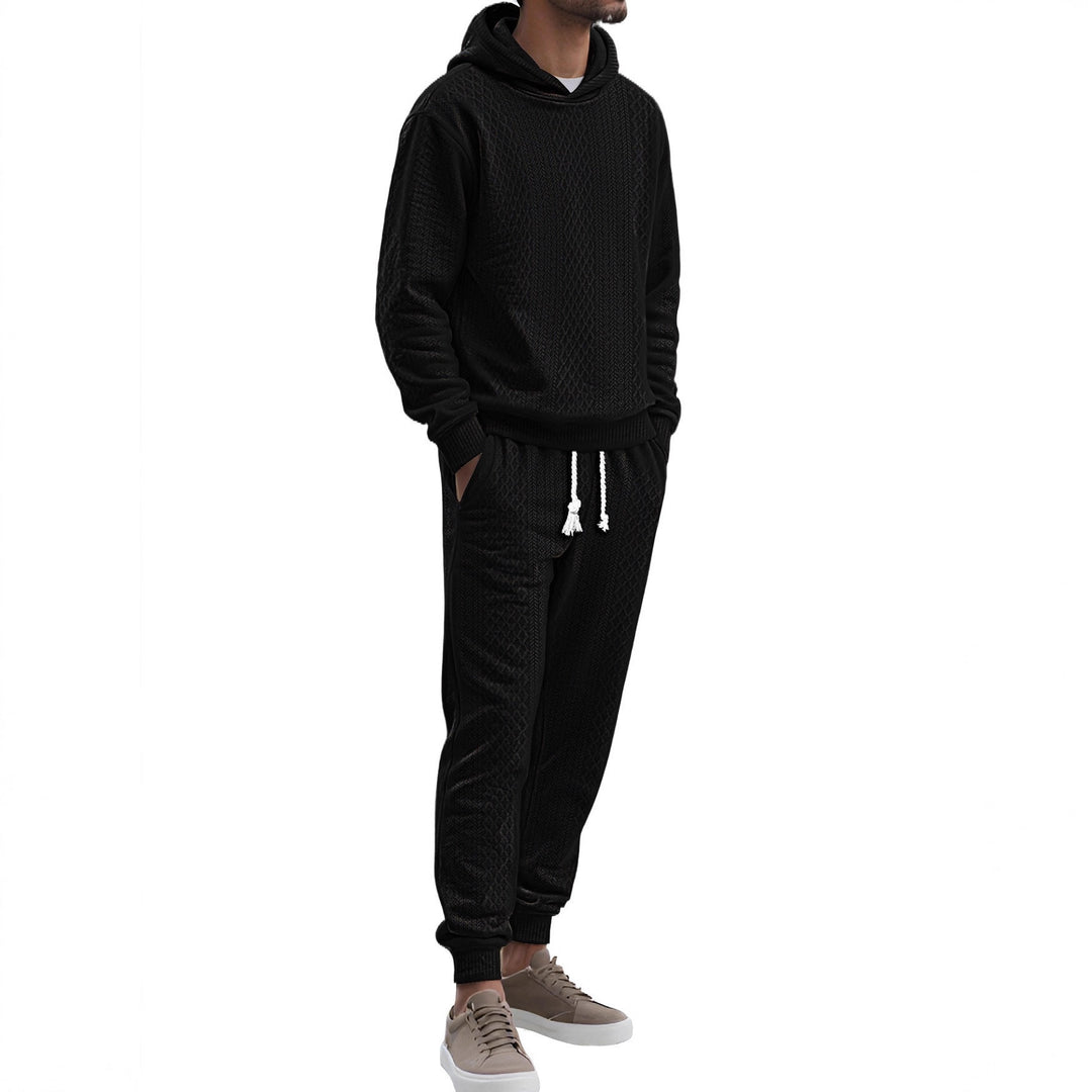 Herren Strukturierter Lounge-Set mit Kapuzenpullover und Jogginghose Shop Nory