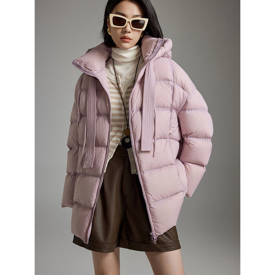 Damen Boxy-Steppjacke mit übergroßem Thermokragen und dekorativen Kordel-Details Shop Nory
