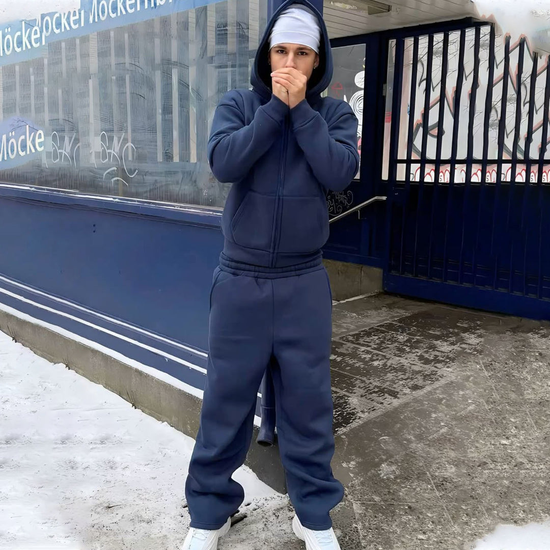 Herren nan Oversize Zip-Hoodie und Relaxed Sweatpants Set Shop Nory