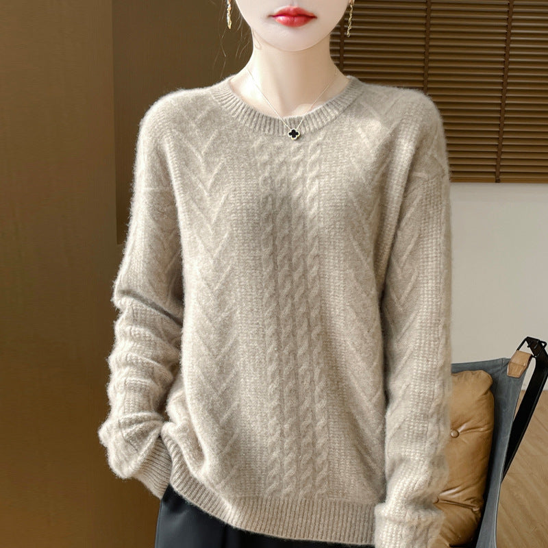 Damen Kurzpullover mit Zopfmuster, Rundhals und kaschmirähnlicher Weichheit Shop Nory