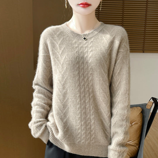 Damen Kurzpullover mit Zopfmuster, Rundhals und kaschmirähnlicher Weichheit Shop Nory