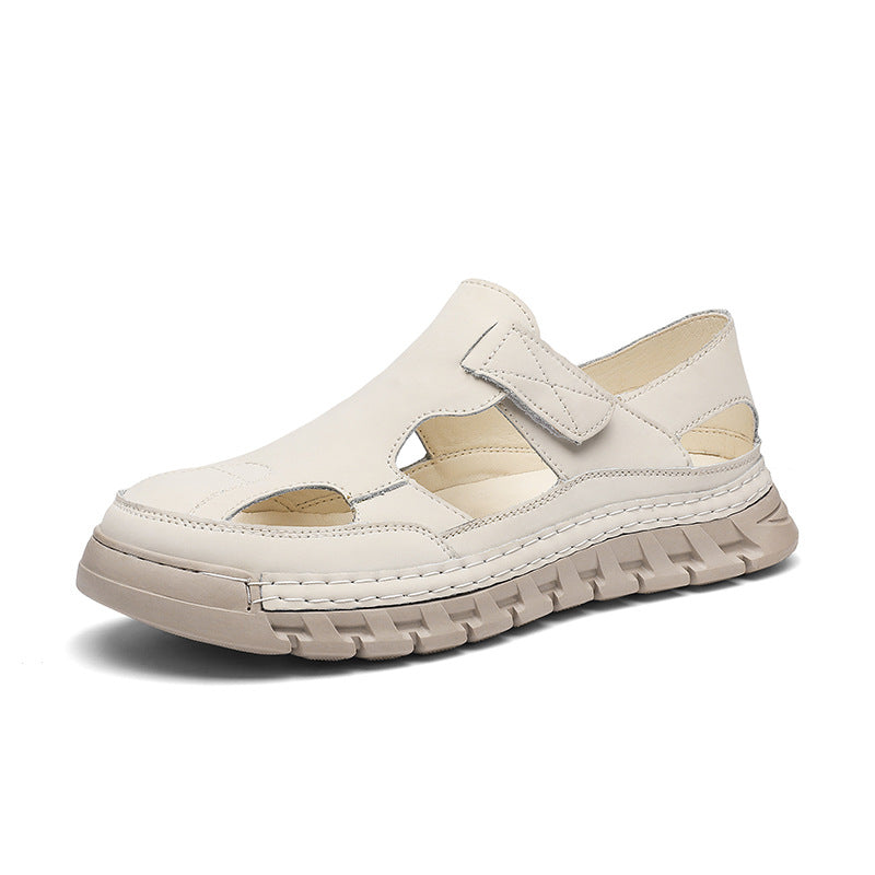 Damen Luftige Ledersandalen mit verstellbarem Klettverschluss