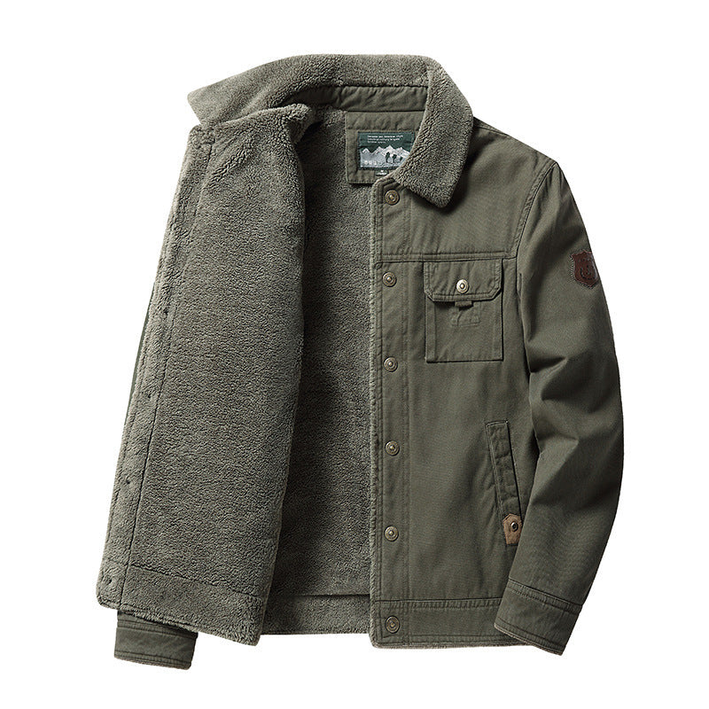 Herren Canvas-Trucker-Overshirt mit durchgehendem Teddyfleece-Innenfutter und Hemdkragen Shop Nory