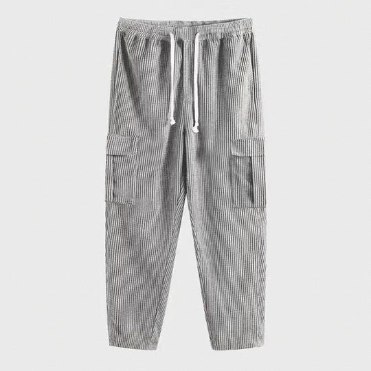 Herren nan Cord-Cargo-Jogginghose mit elastischem Tunnelzugbund, aufgesetzten Klappentaschen und tapered Bein Shop Nory