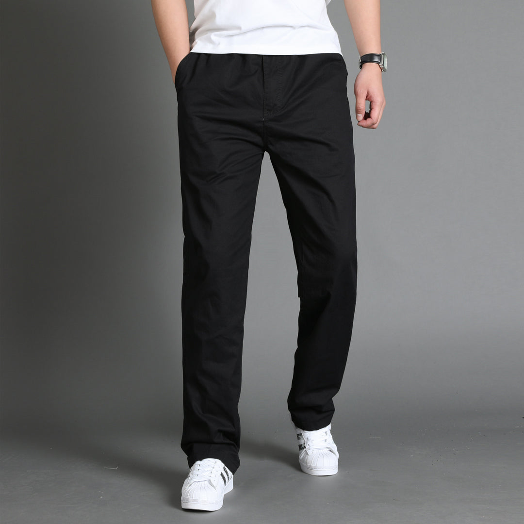 Herren Lässige Canvas-Chinohose mit elastischem Tunnelzugbund, aufgesetzten Taschen & geradem Bein Shop Nory