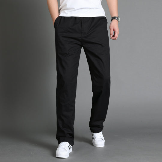 Herren Lässige Canvas-Chinohose mit elastischem Tunnelzugbund, aufgesetzten Taschen & geradem Bein Shop Nory