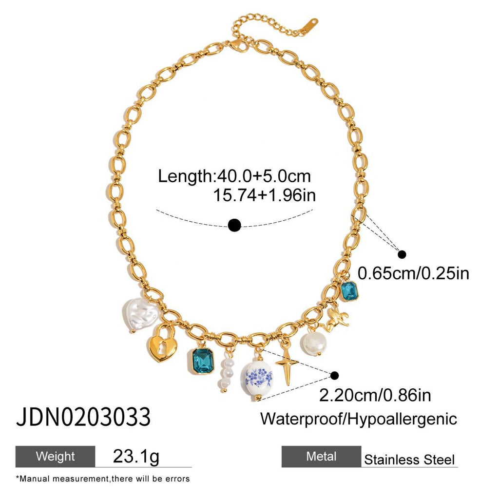 Damen Armband mit bunten charmierenden Anhängern aus hypoallergenem Edelstahl Shop Nory