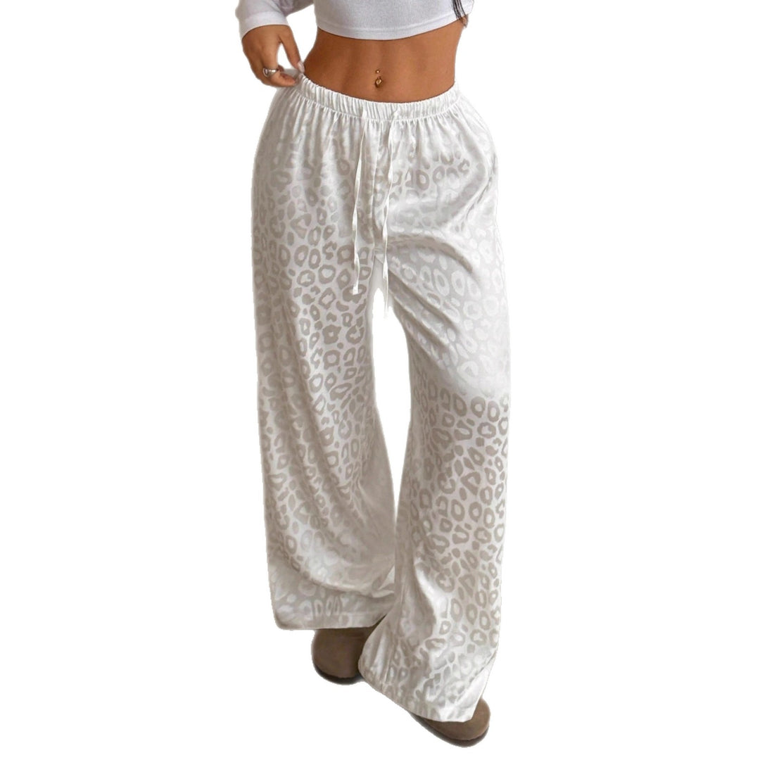 Damen Loungewear-Hose im Palazzo-Stil mit Leopardenjacquard und Kordelzug Shop Nory
