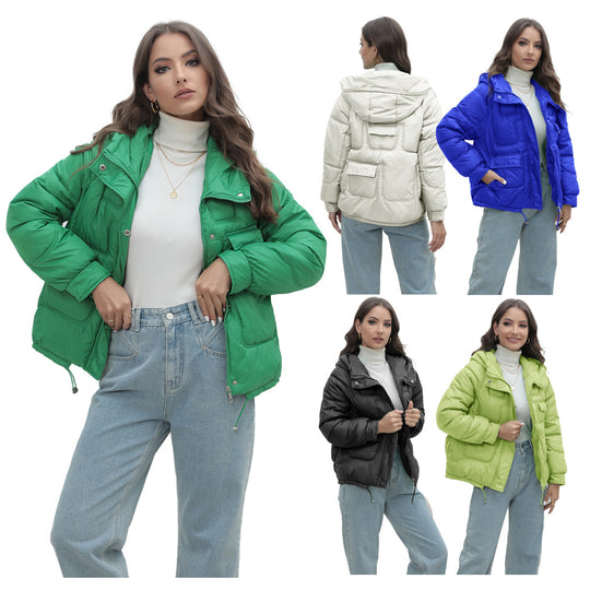 Damen Stepp-Kapuzenjacke wattiert mit Reißverschluss und tailliertem Schnitt Shop Nory