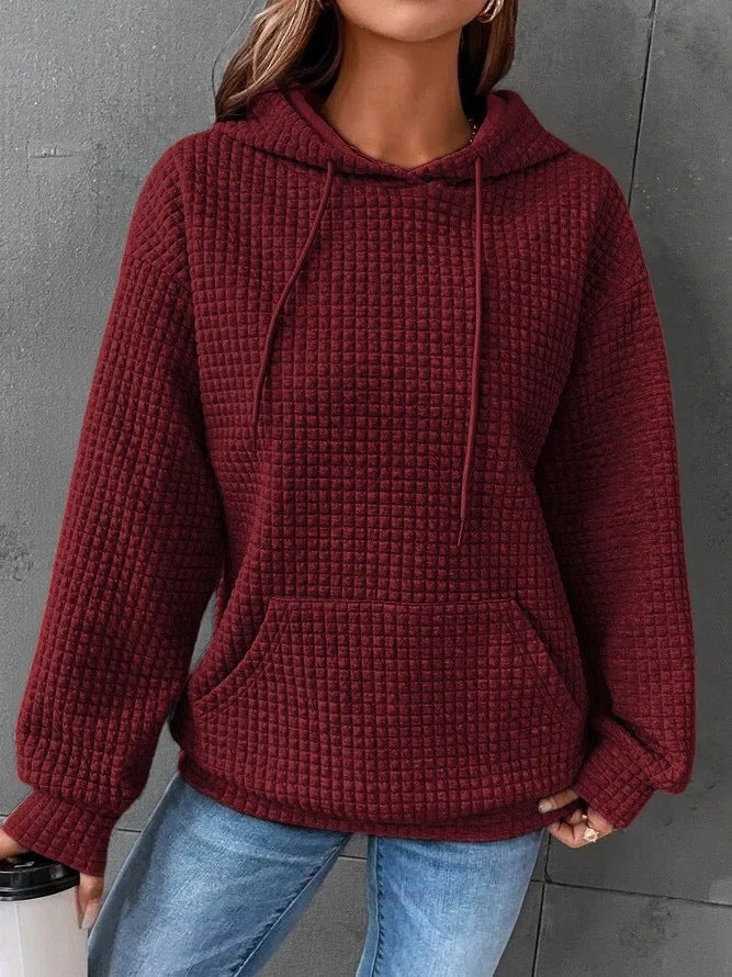 Damen lässiger Hoodie mit strukturierter Oberfläche und praktischer Kängurutasche