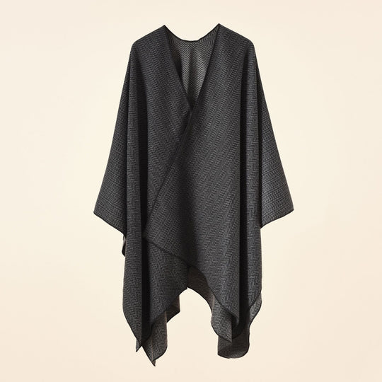 Damen Strickponcho im Paisley-Jacquard mit offener Vorderseite Shop Nory