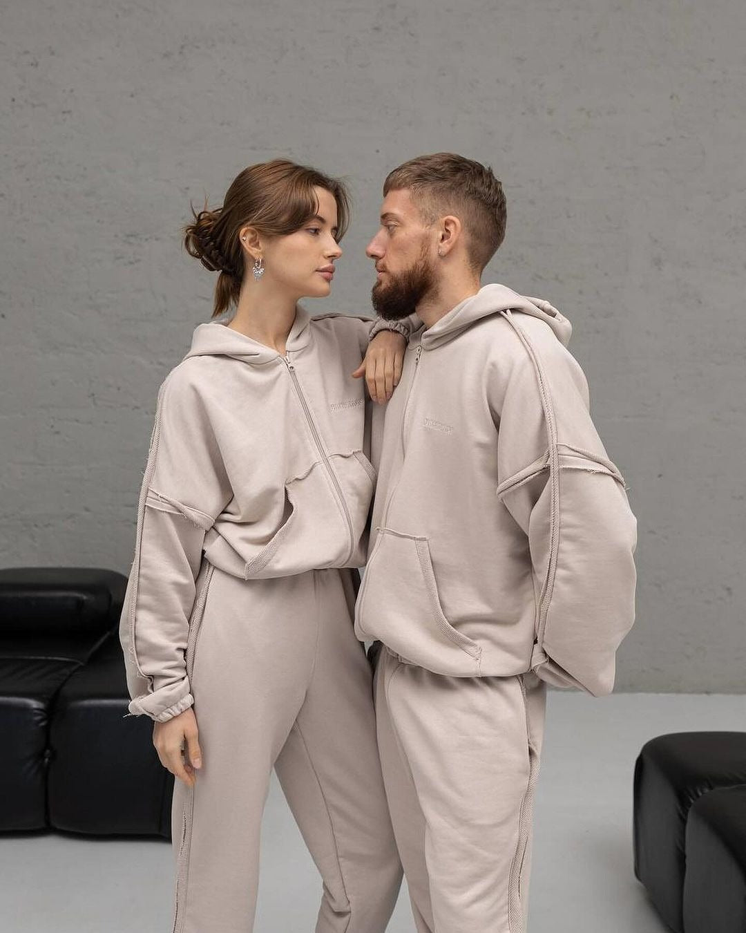 Unisex Oversize Hoodie-Set aus weichem Fleece mit Reißverschluss und Jogginghose Shop Nory
