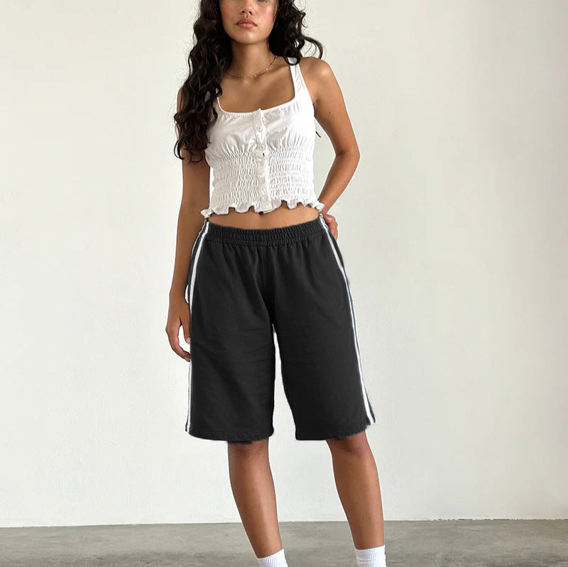 Damen lässige Sport-Bermudashorts mit seitlichen Streifen Shopnory
