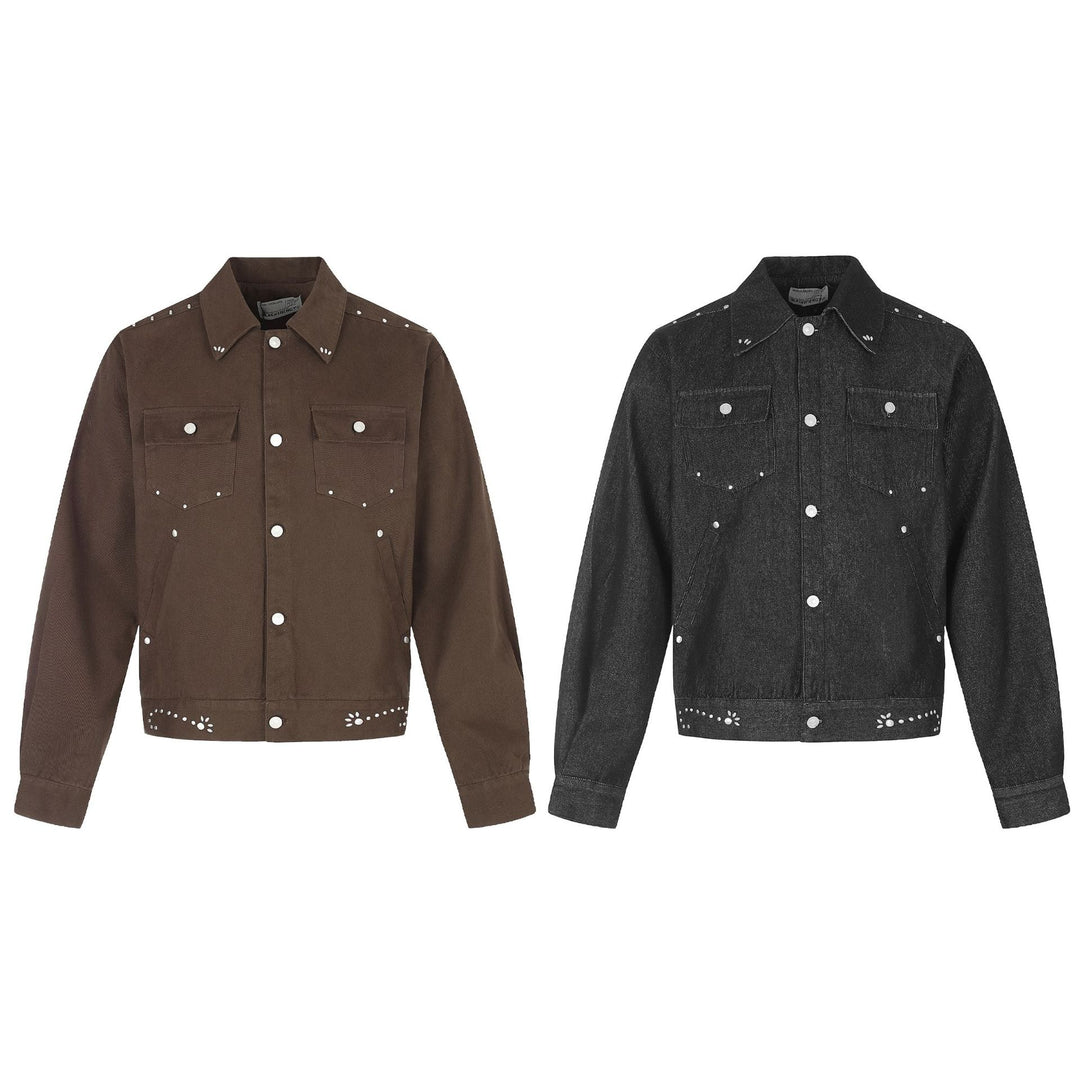 Damen Kurz geschnittene Western-inspirierte Blousonjacke mit Nietenapplikation Shop Nory