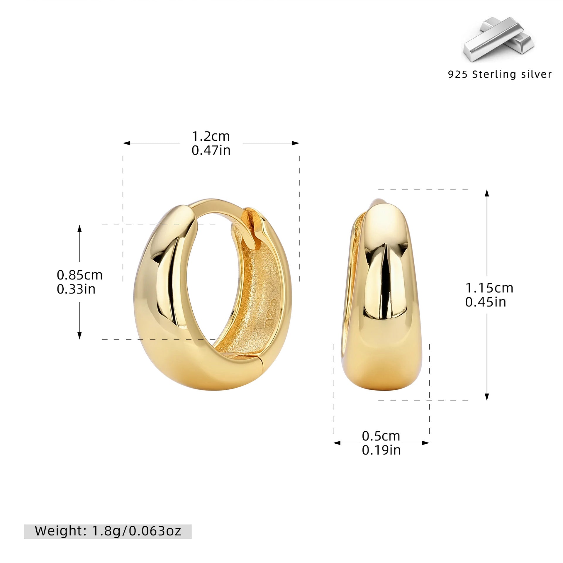 Damen Creolen mit elegantem geschwungenen Design aus 925 Sterling Silber Shop Nory