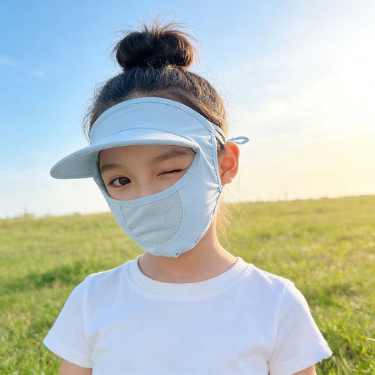 Unisex nan Kinder-Sonnenvisier mit integrierter atmungsaktiver Gesichtsmaske, verstellbarem Nackengurt und perforierter Kinnpartie  Shopnory