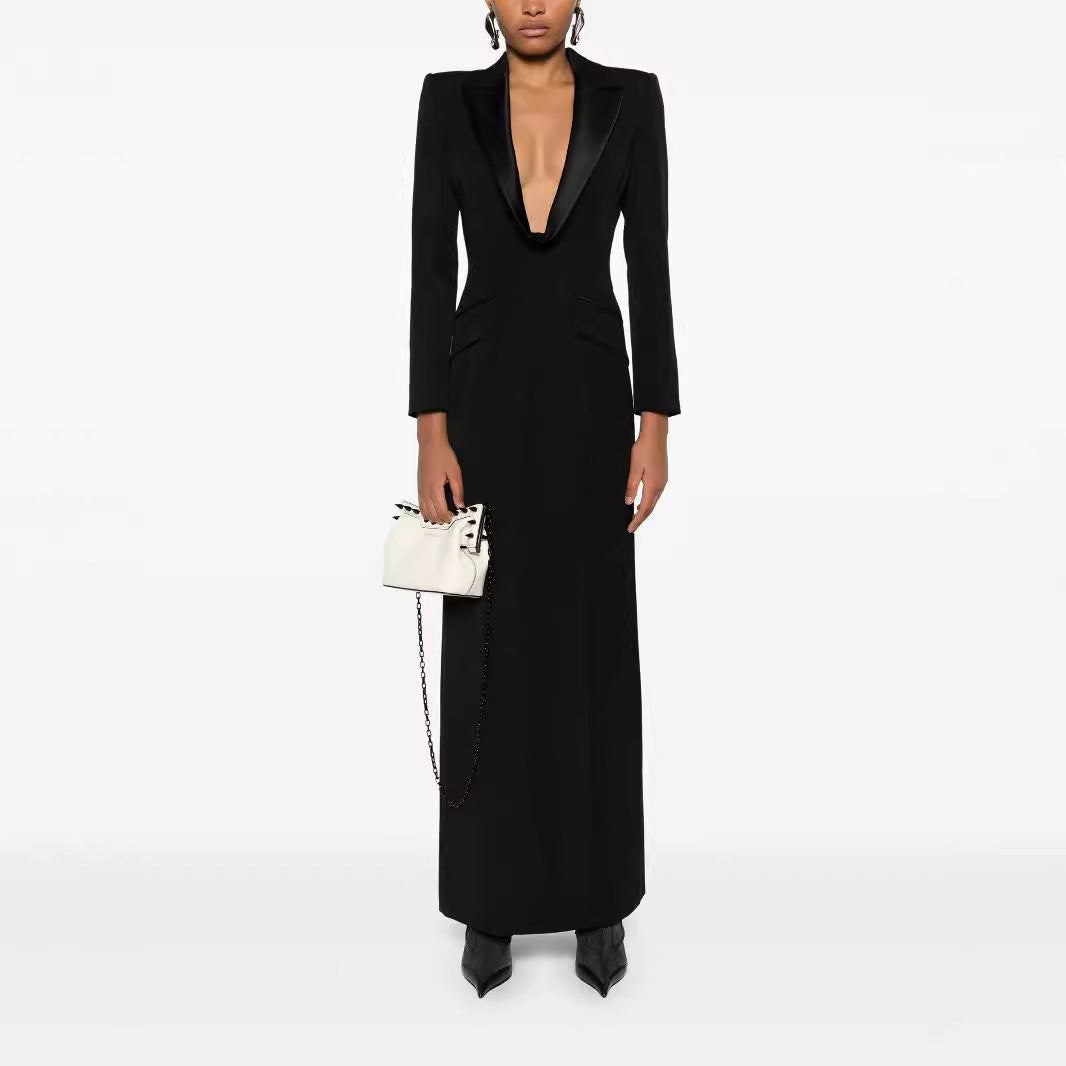 Damen Tailliertes Abend-Maxikleid im Smoking-Blazer-Stil Shop Nory