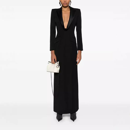 Damen Tailliertes Abend-Maxikleid im Smoking-Blazer-Stil Shop Nory