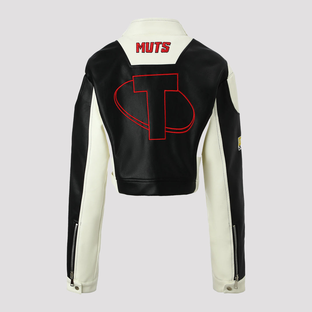 Damen Bikerjacke im Racing-Look mit gestickten Patches und kontrastierenden Ärmeln Shop Nory