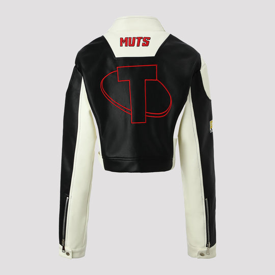 Damen Bikerjacke im Racing-Look mit gestickten Patches und kontrastierenden Ärmeln Shop Nory