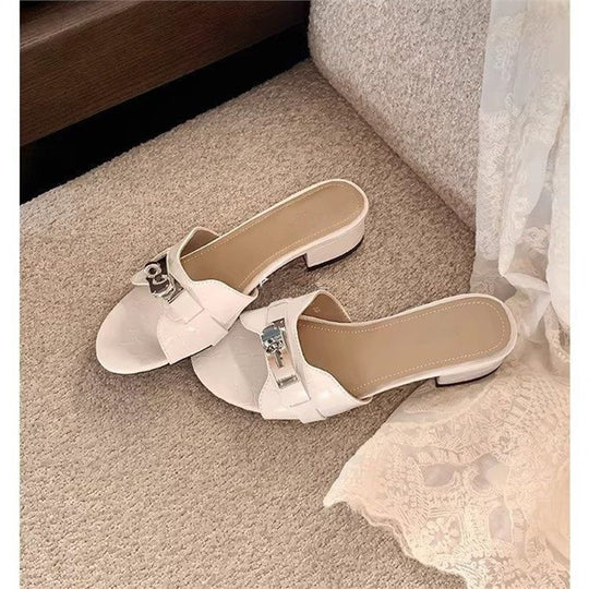 Damen elegante Croc‑Patent‑Mules mit kleinem Blockabsatz Shop Nory
