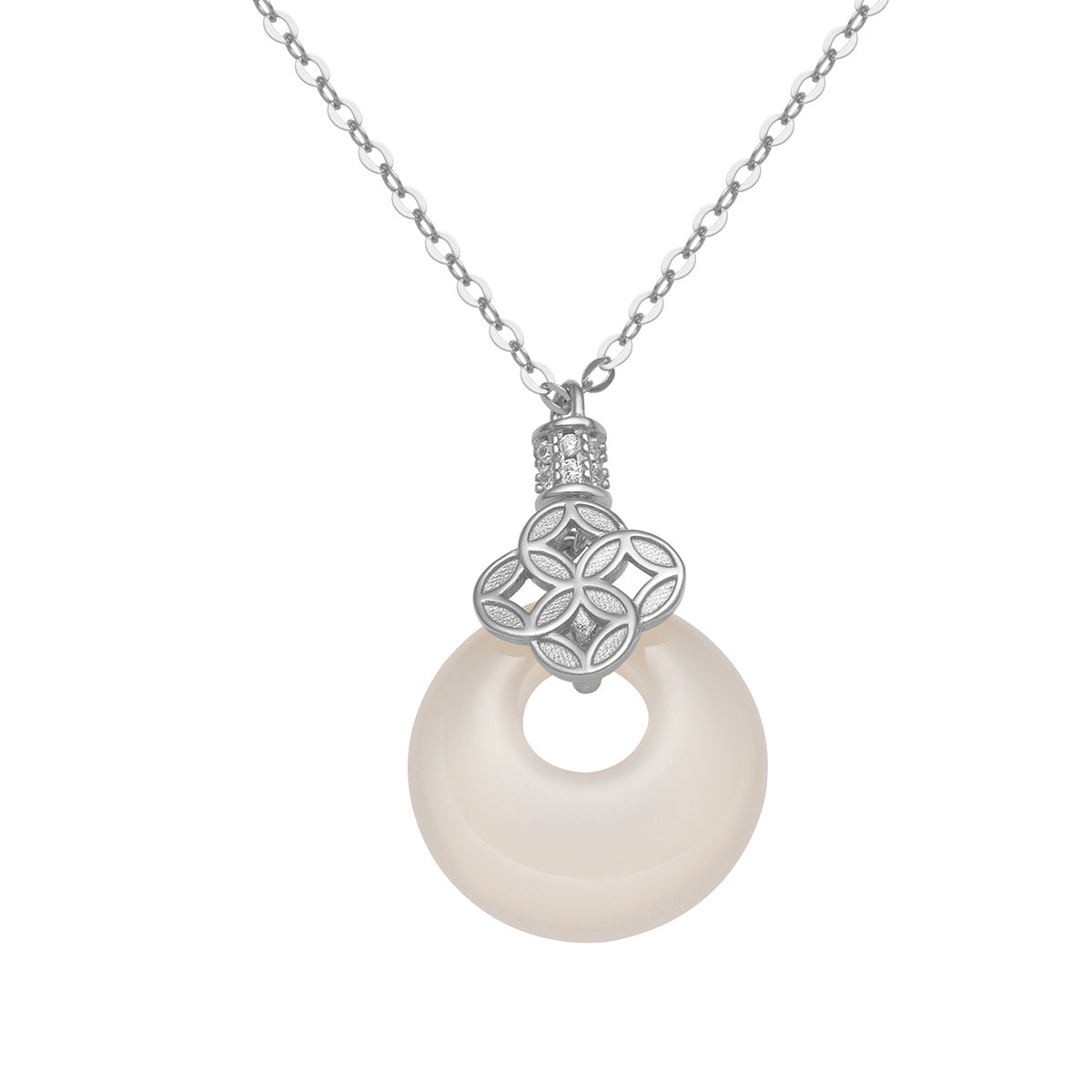 Damen Halskette mit kunstvollem Anhänger aus hochwertigem Halbedelstein und funkelnden Zirkonia Shop Nory
