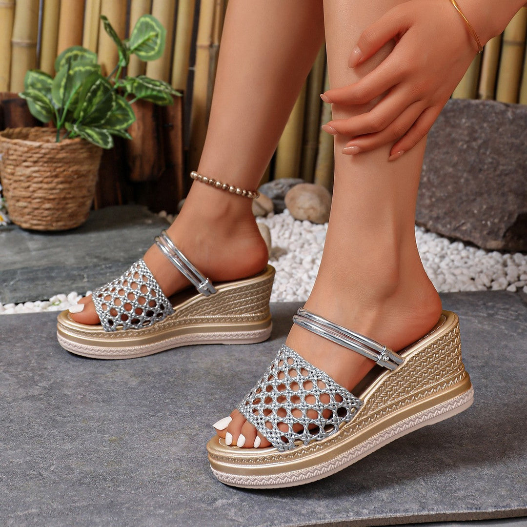 Damen modische Keil-Sandalen mit Netzdesign
