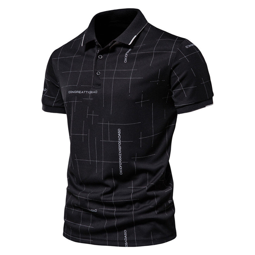 Herren Poloshirt mit modernem grafischen Druck und atmungsaktiven Eigenschaften