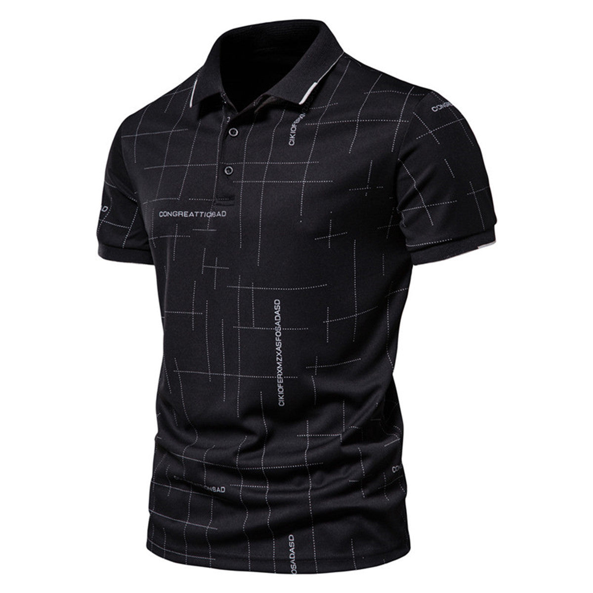 Herren Poloshirt mit modernem grafischen Druck und atmungsaktiven Eigenschaften