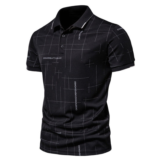 Herren Poloshirt mit modernem grafischen Druck und atmungsaktiven Eigenschaften