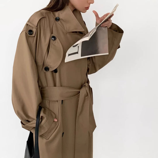 Damen modischer Trenchcoat mit doppelter Knopfleiste Shop Nory