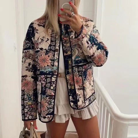 Damen Gepatchte Steppjacke in floraler Patchwork‑Optik Shop Nory