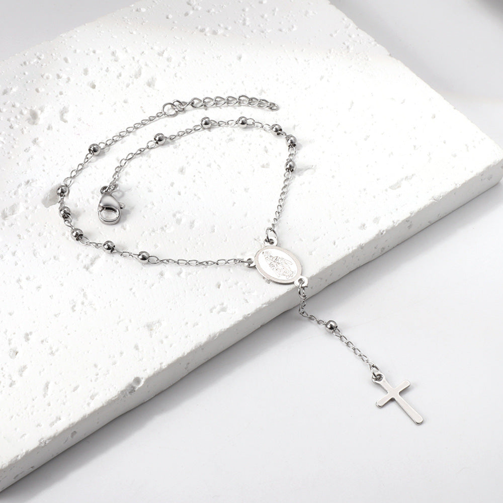Damen elegante Halskette mit Kreuzanhänger und feinen Perlenakzenten Shop Nory