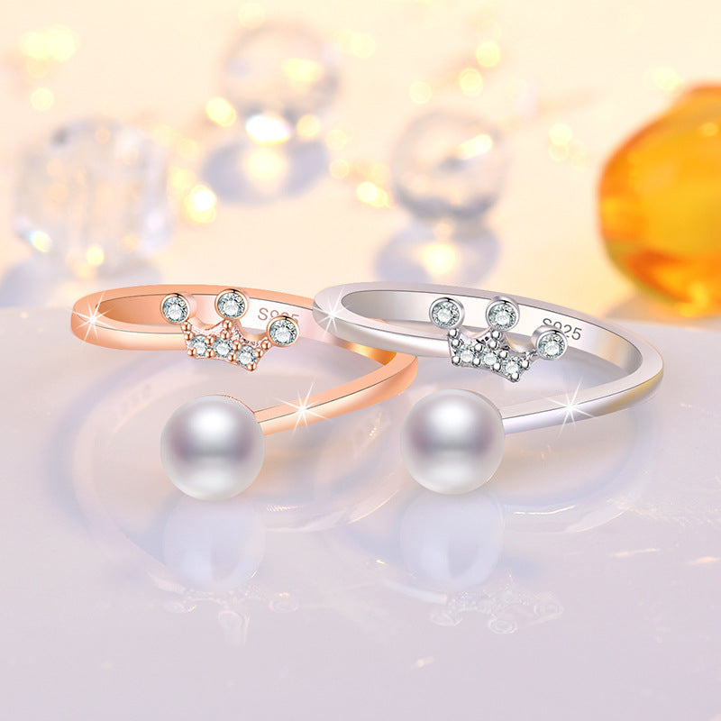 Damen eleganter Ring mit Perlenakzent und funkelnden Zirkonia Shop Nory