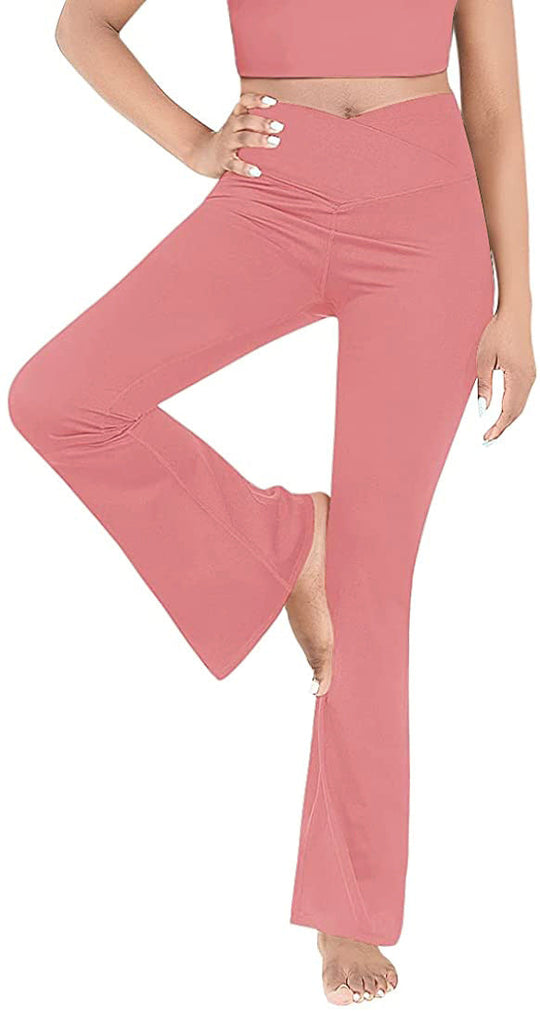 Damen Bootcut Yoga-Hose aus elastischem Material mit hohem Bund Shopnory
